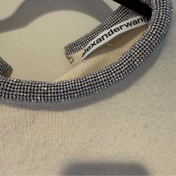 ALEXANDER WANG Crystal Tubular Necklace Cream Long Sleeved Sweater - Picture 6 of 8